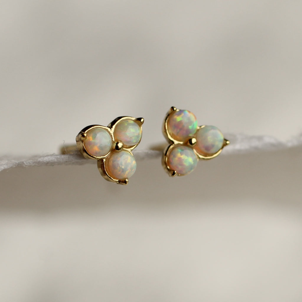 White Opal Stud Earrings - Earrings