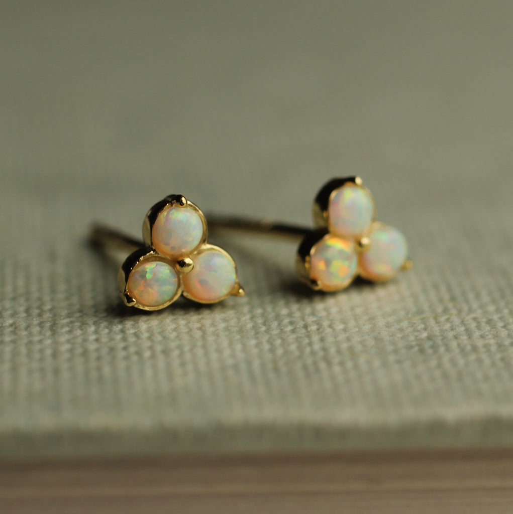 White Opal Stud Earrings - Earrings