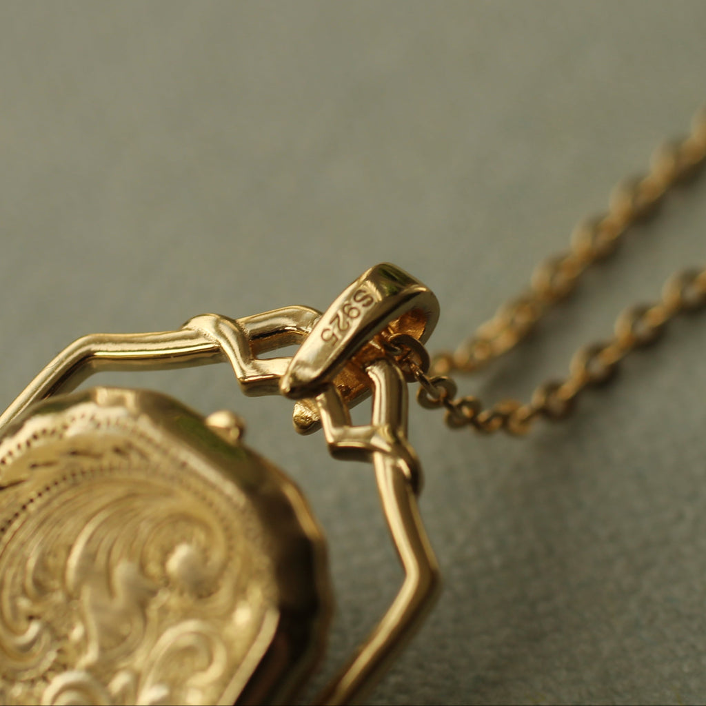 Gold Antique Locket Necklace - Necklaces