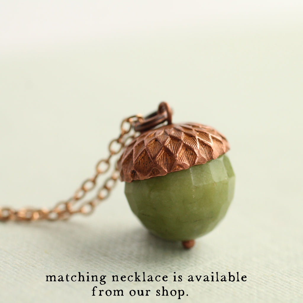 Faceted Olive Acorn Earrings - Earrings