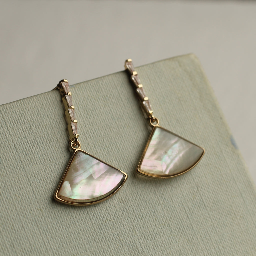 Abalone Pearl Crystal Drop Earrings - Earrings