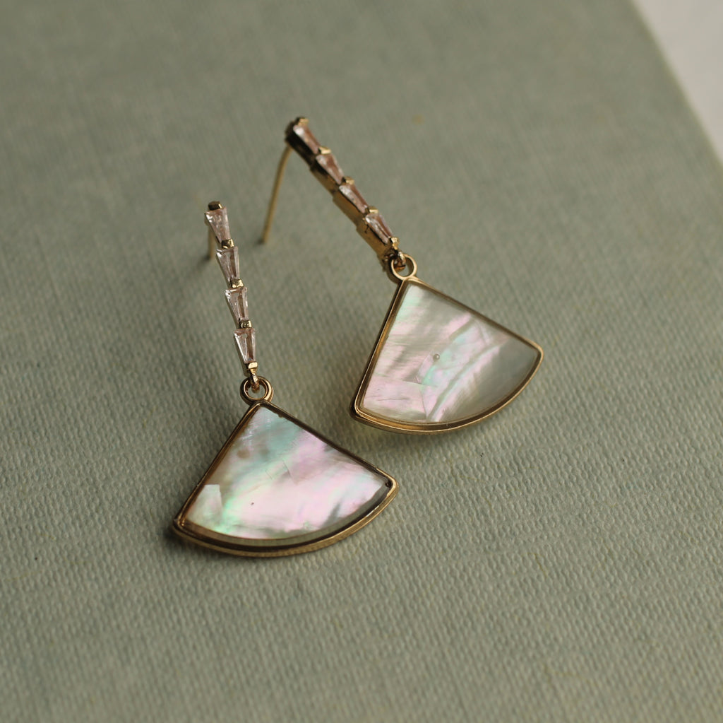 Abalone Pearl Crystal Drop Earrings - Earrings