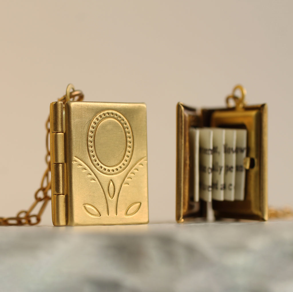 Flower Book Locket Necklace (WS) - Necklaces