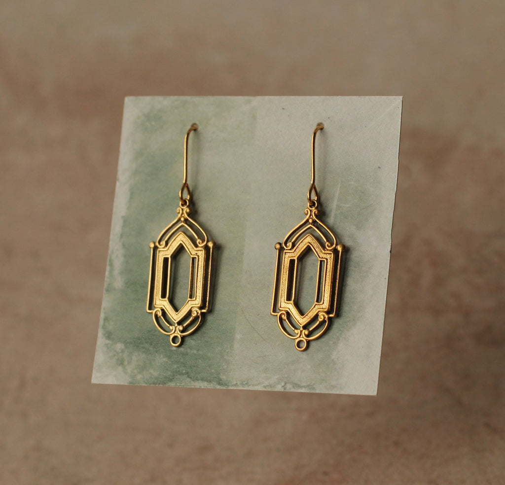 Art Deco Golden Gate Earrings (WS) - Earrings