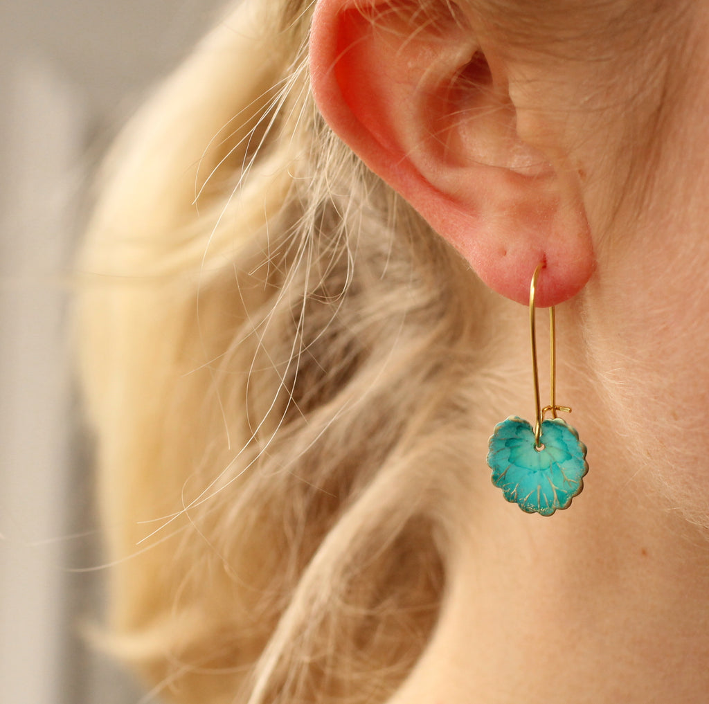 Turquoise Leaf Earrings - Earrings