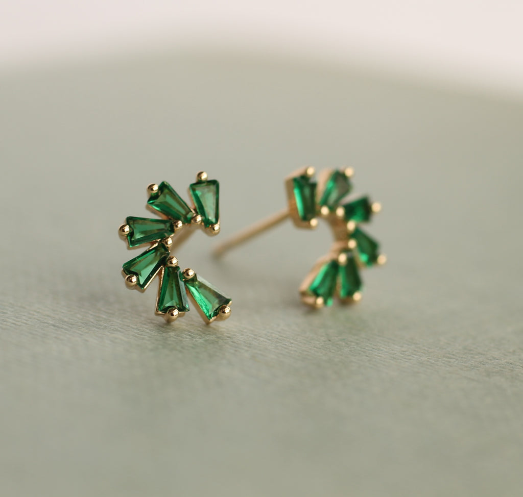 Emerald Pinwheel Stud Earrings - Earrings