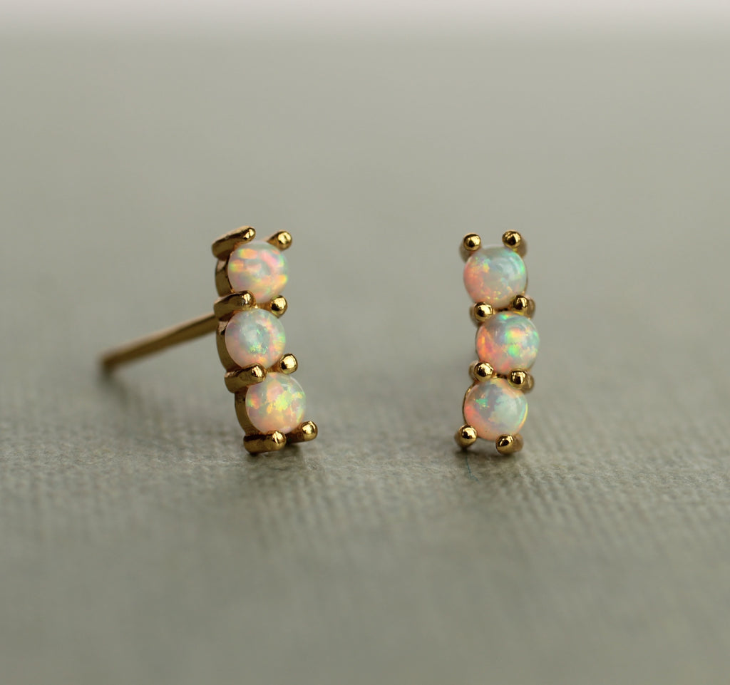 Opal Caterpillar Stud Earrings - Earrings