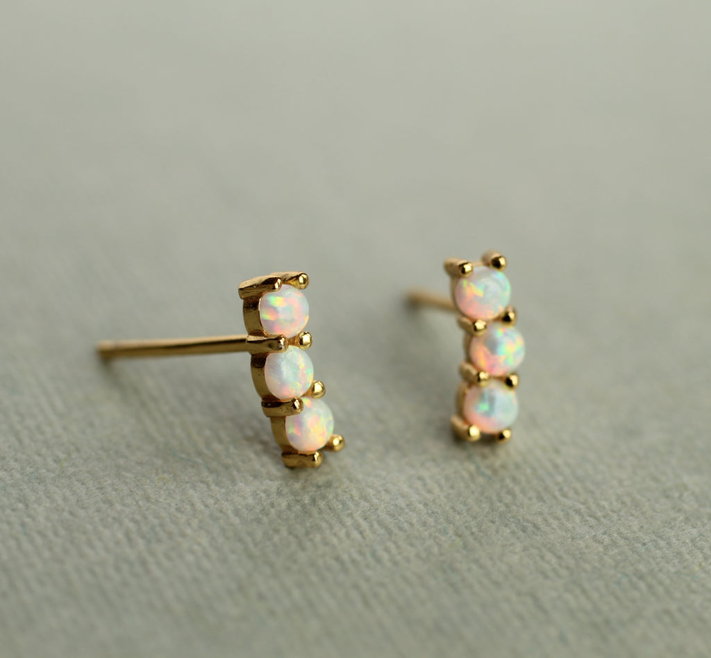 Opal Caterpillar Stud Earrings - Earrings