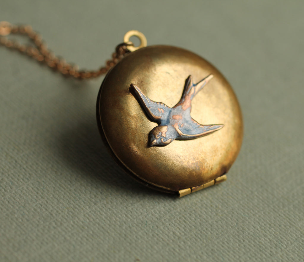 Antique Bird Locket Necklace - Necklaces