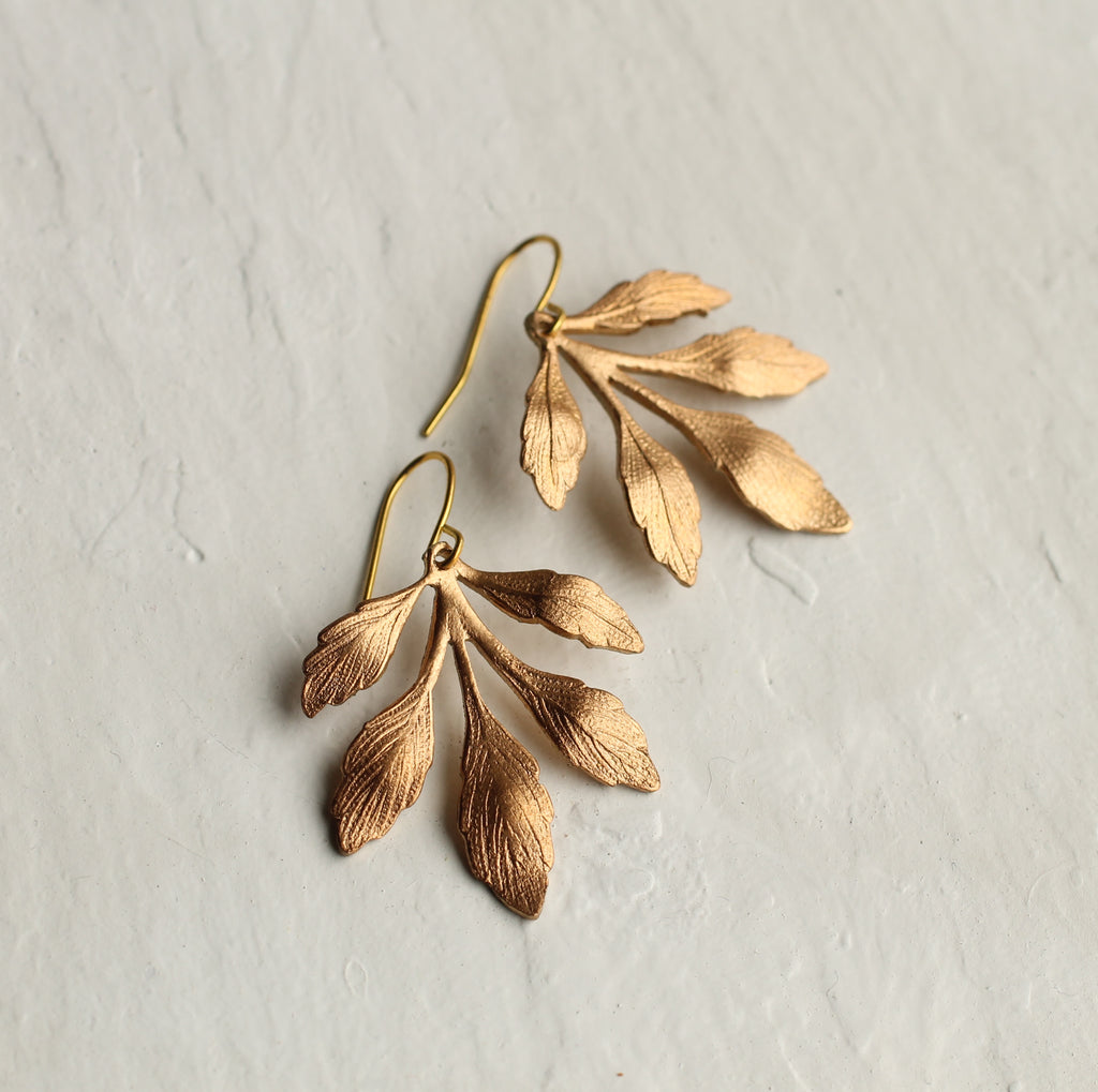 Gold Leaf Chandelier Earrings - Earrings