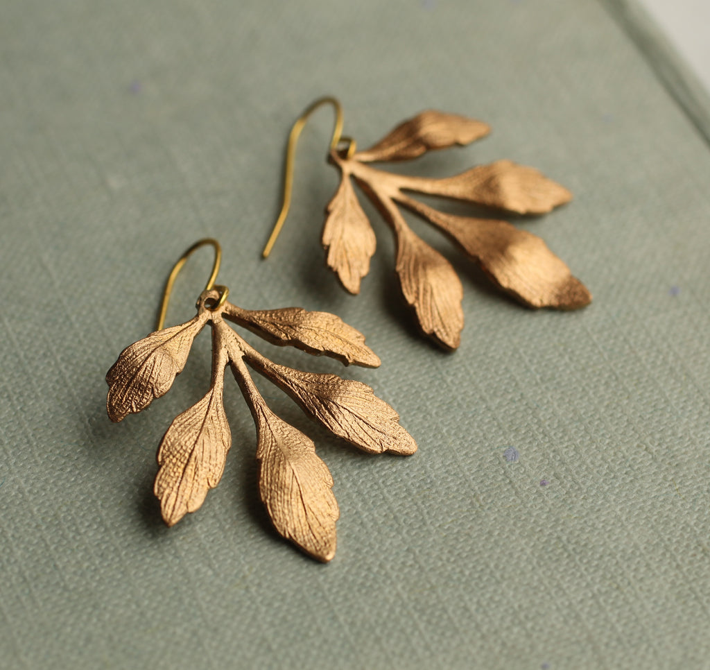 Gold Leaf Chandelier Earrings - Earrings