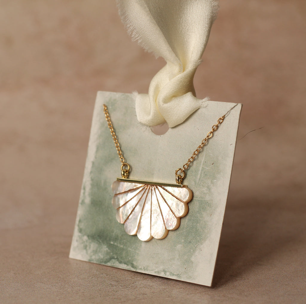 Mermaid Mother of Pearl Art Deco Earrings (WS) - Earrings