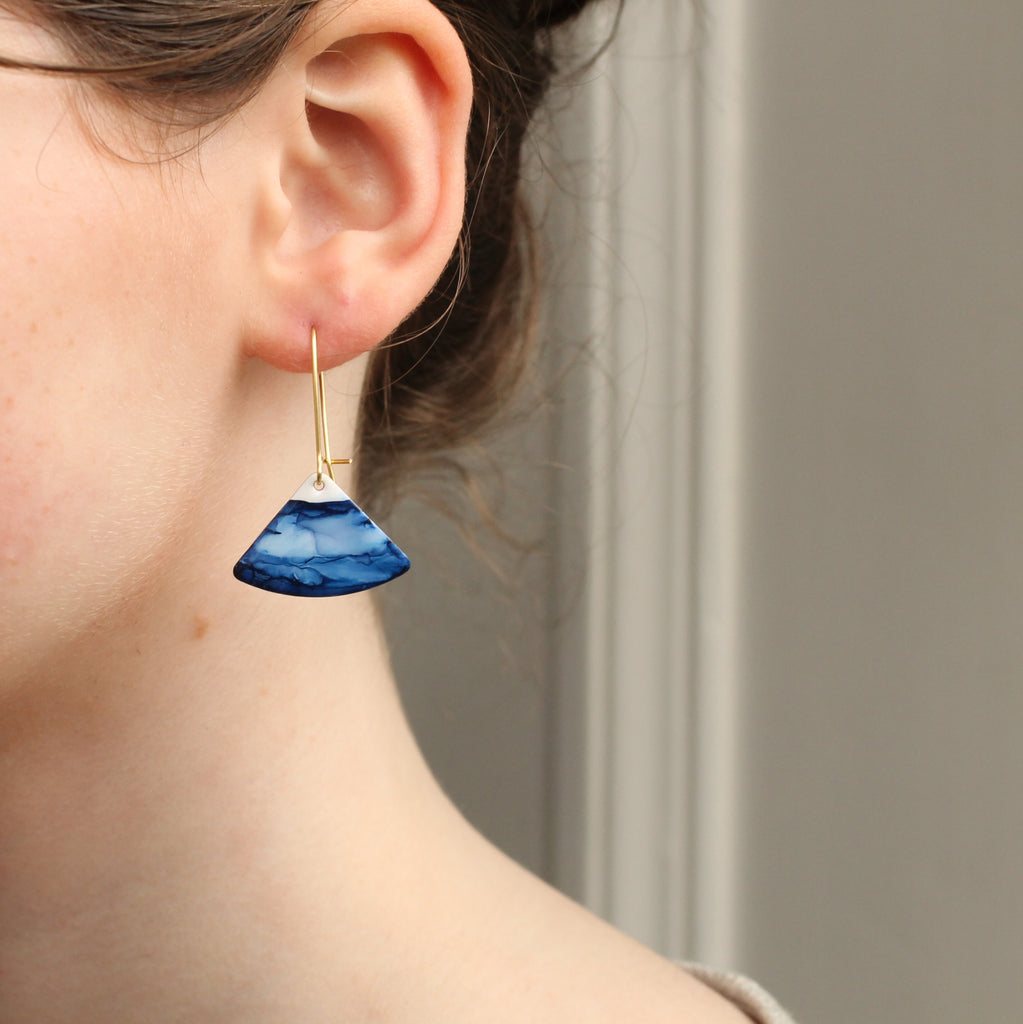 Indigo Blue Enamel Earrings - Earrings