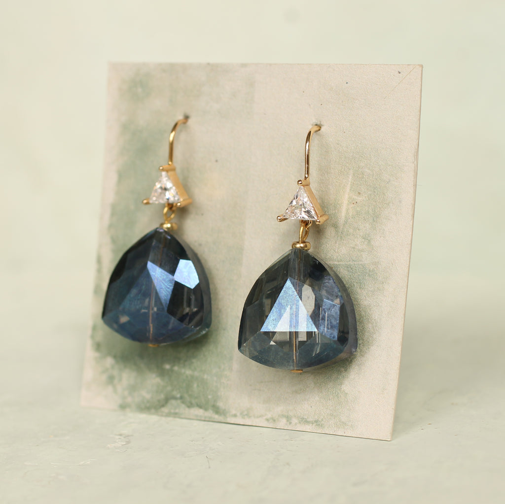 Labradorite Navy Blue Art Deco Earrings (WS) - Earrings