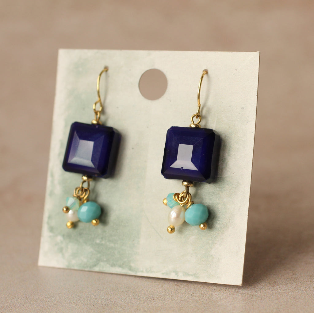 Lapis Lazuli Blue Charm Earrings (WS) - Earrings