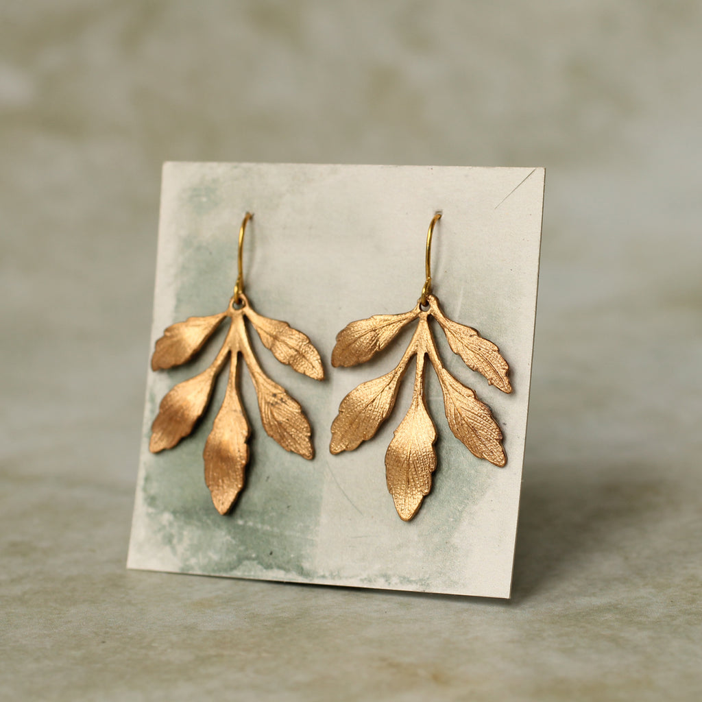 Gold Leaf Chandelier Earrings (WS) - Earrings