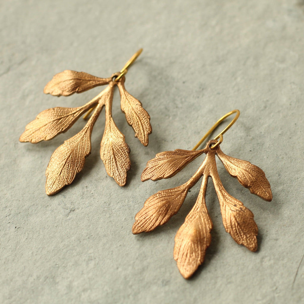 Gold Leaf Chandelier Earrings (WS) - Earrings