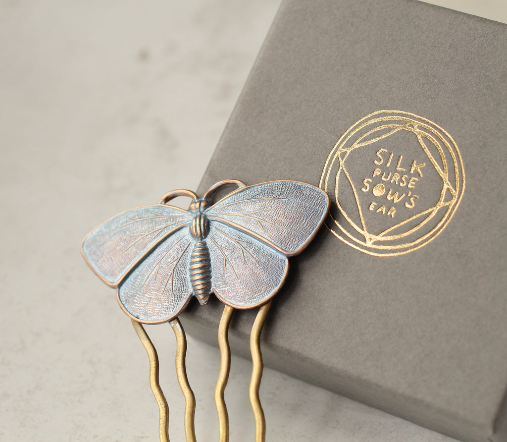 Butterfly Moth Hair Comb (WS) - Brooches & Pins