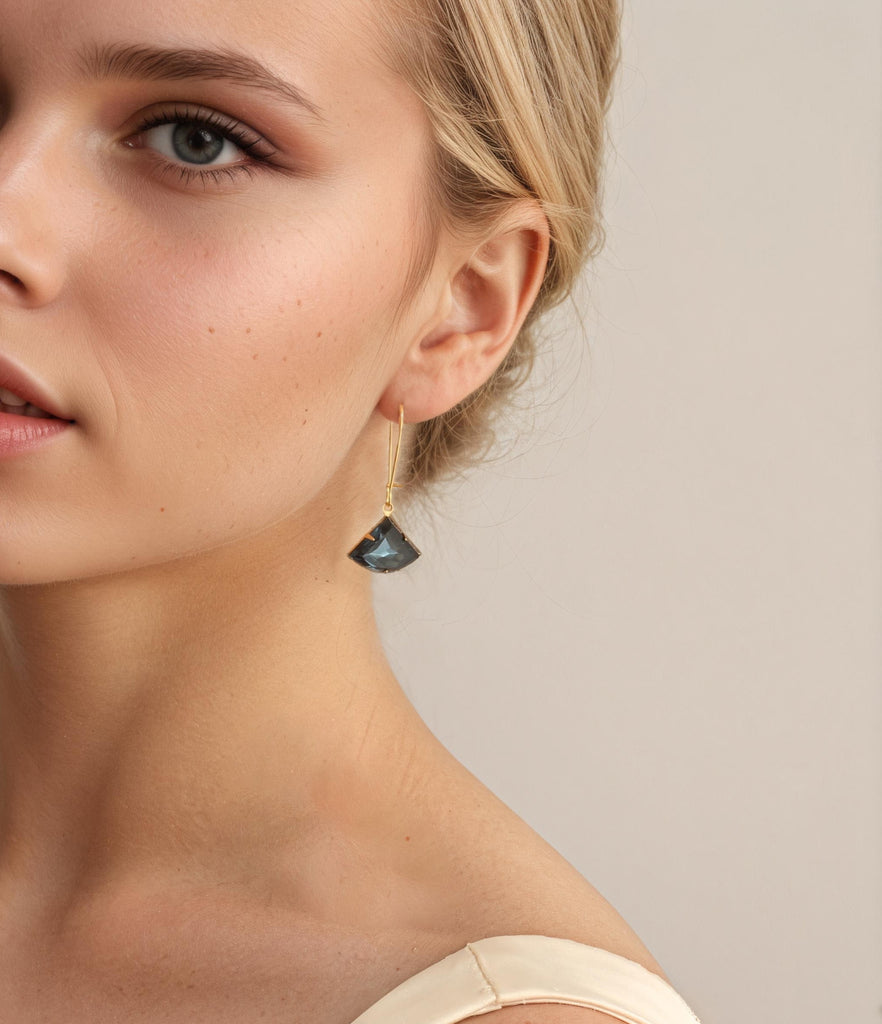 French Navy Art Deco Earrings - Earrings