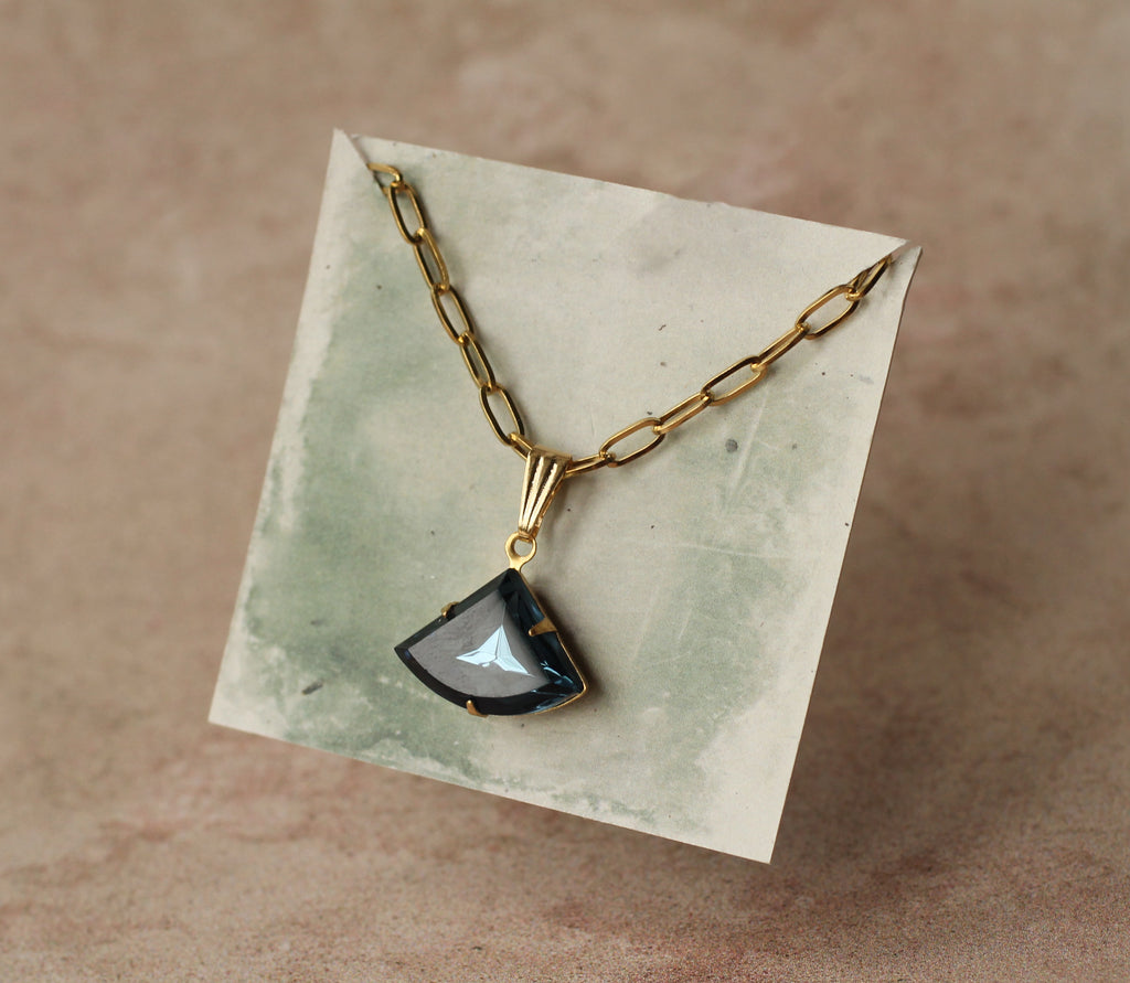 Navy Blue Art Deco Necklace - Necklaces