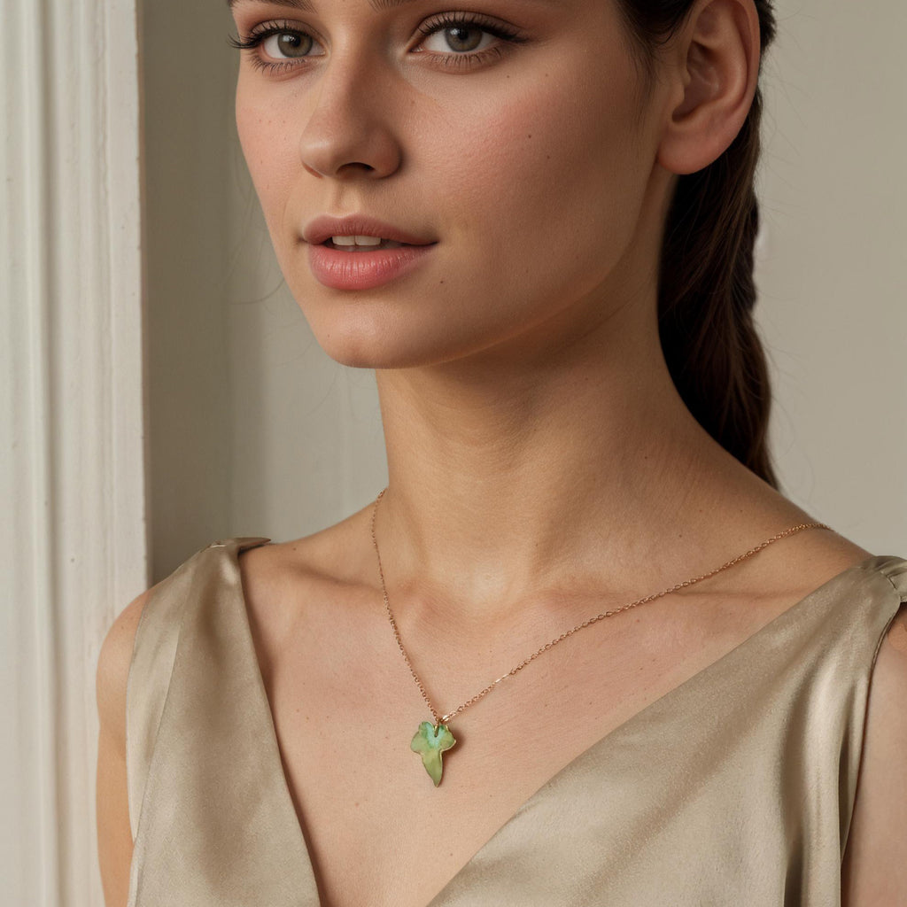 Olive Green Ivy Leaf Necklace - Necklaces