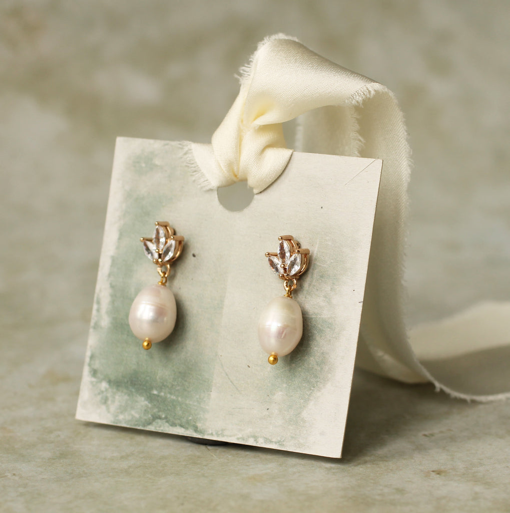 Emerald Crystal Drop Earrings (WS) - Earrings