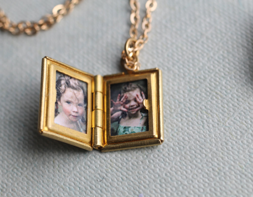 Birth Flower Book Locket - Necklaces