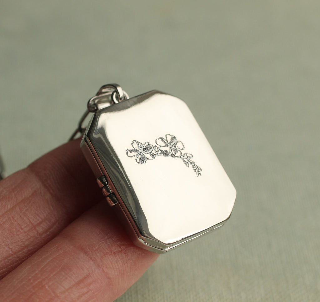 Silver Rectangle Locket - Necklaces