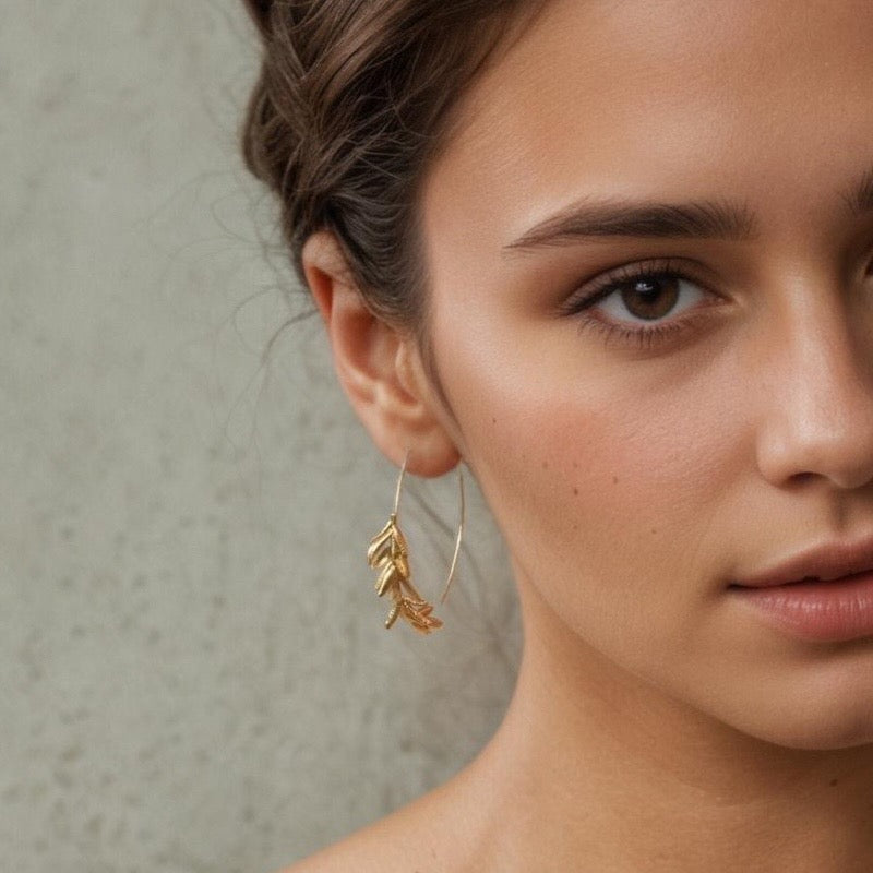 Botanical Leaf Hoops (WS) - Earrings
