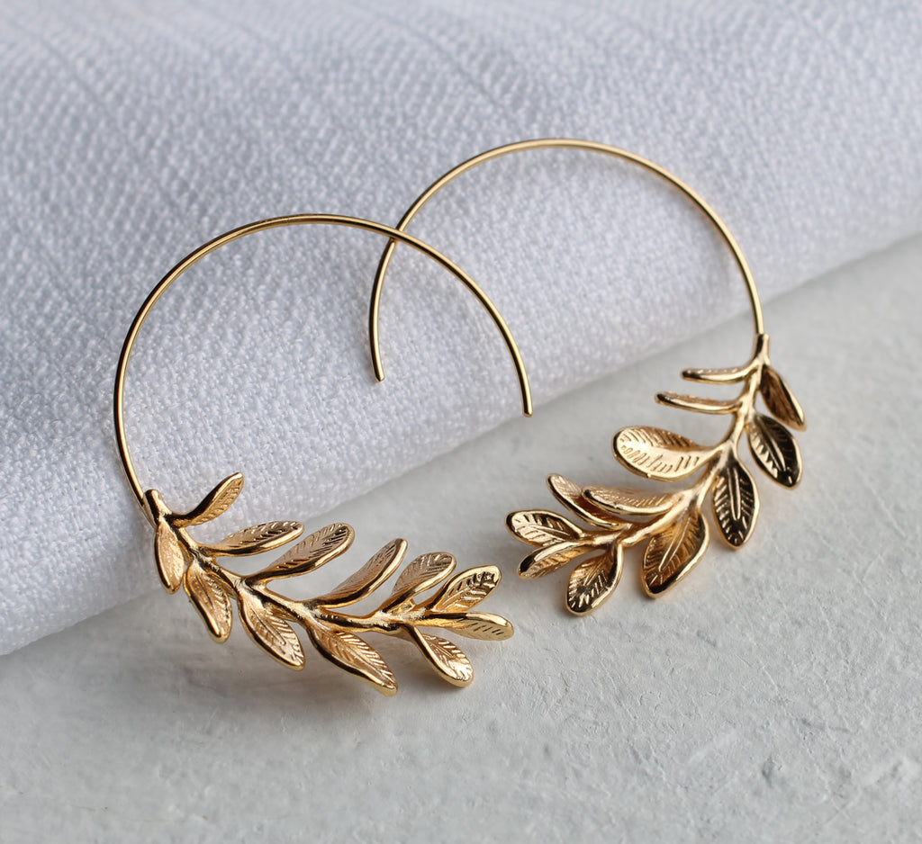 Botanical Leaf Hoops - Earrings