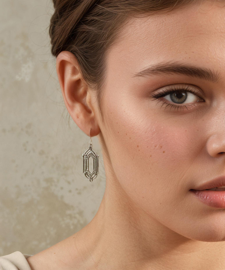 Silver Art Deco Drop Earrings - Earrings