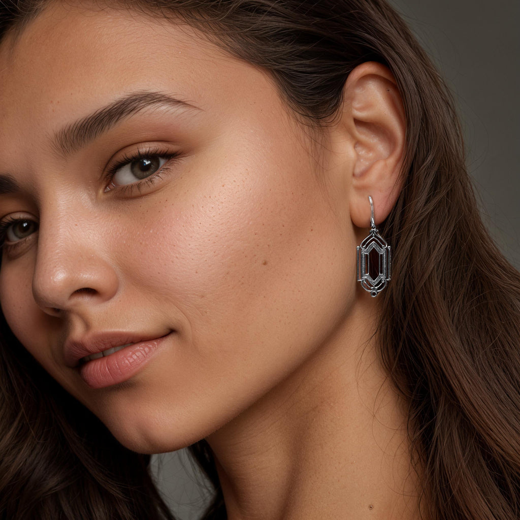 Silver Art Deco Drop Earrings - Earrings