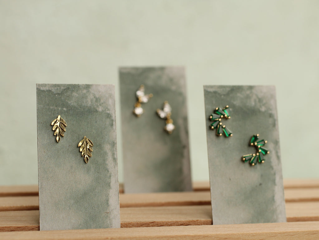 Gold Pine Needle Earrings (WS) - Earrings