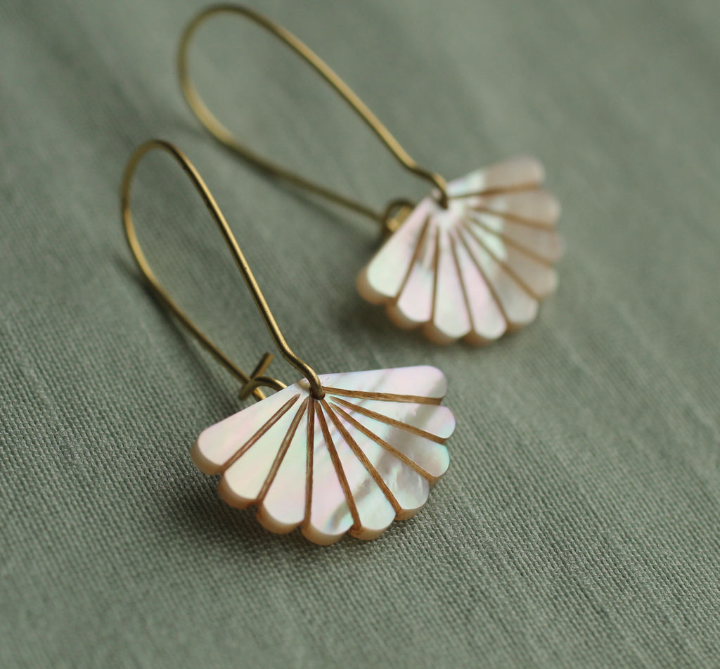 Mother of Pearl Scallop Earrings - Earrings