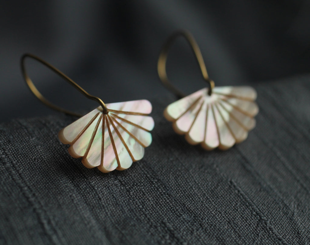 Mother of Pearl Scallop Earrings - Earrings