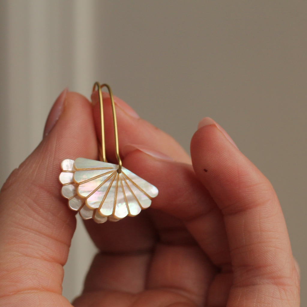 Mother of Pearl Scallop Earrings - Earrings