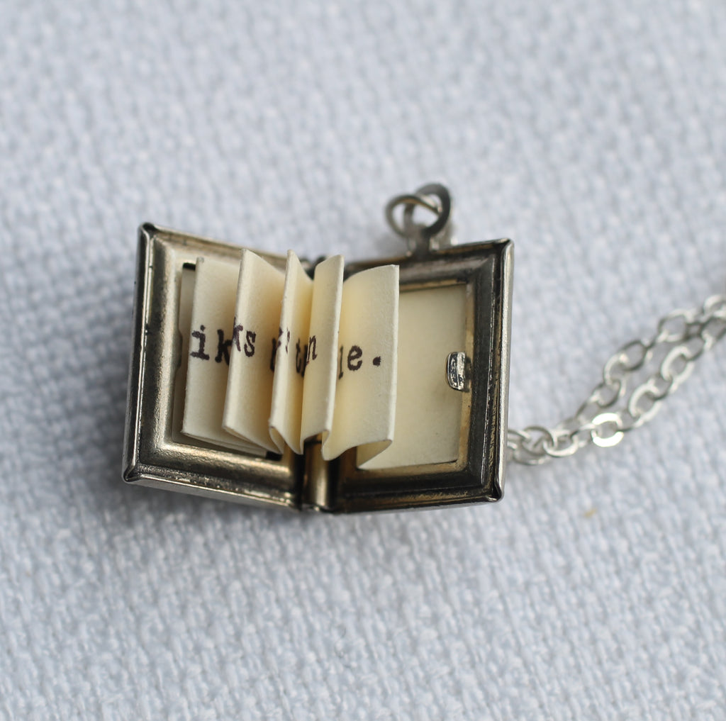 Silver Stripe Book Locket - Necklaces