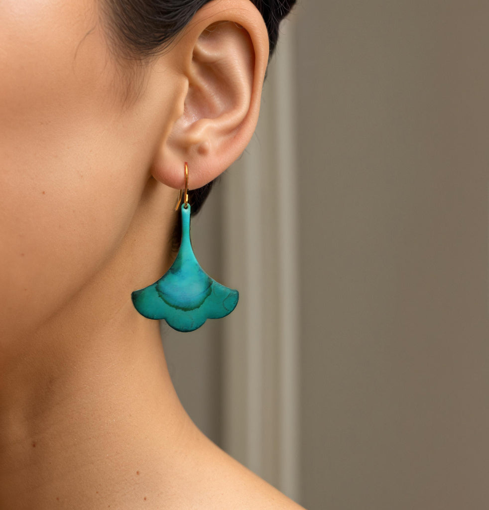 Verdigris Turquoise Drop Earrings - Earrings