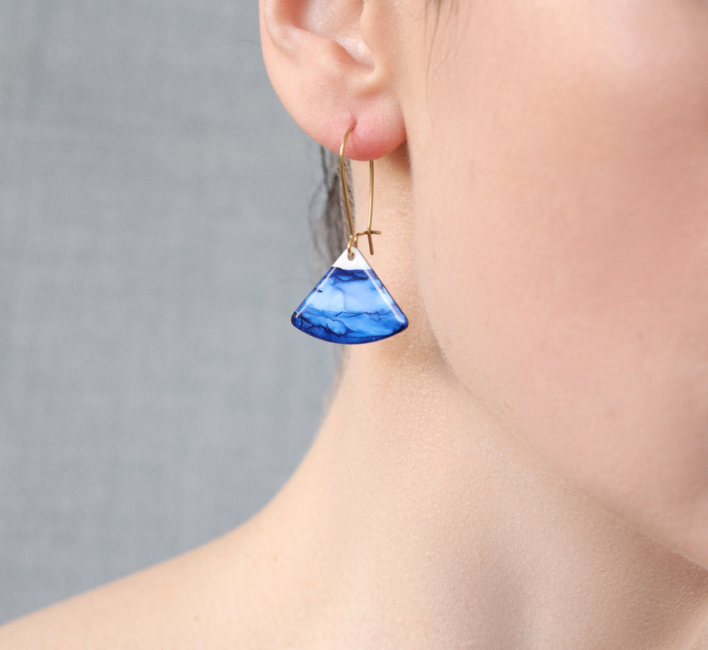 Indigo Blue Enamel Earrings (WS) - Earrings
