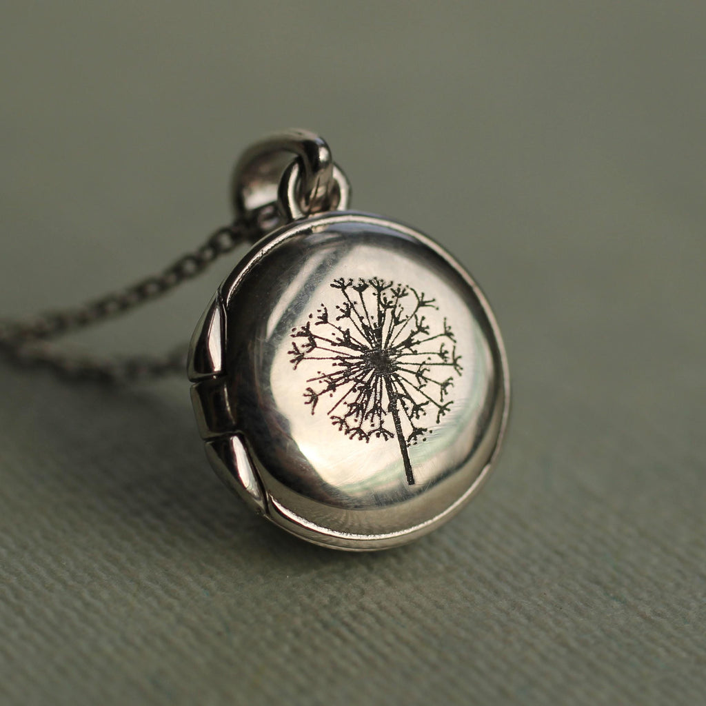 Sterling Silver Tiny Round Locket - Necklaces