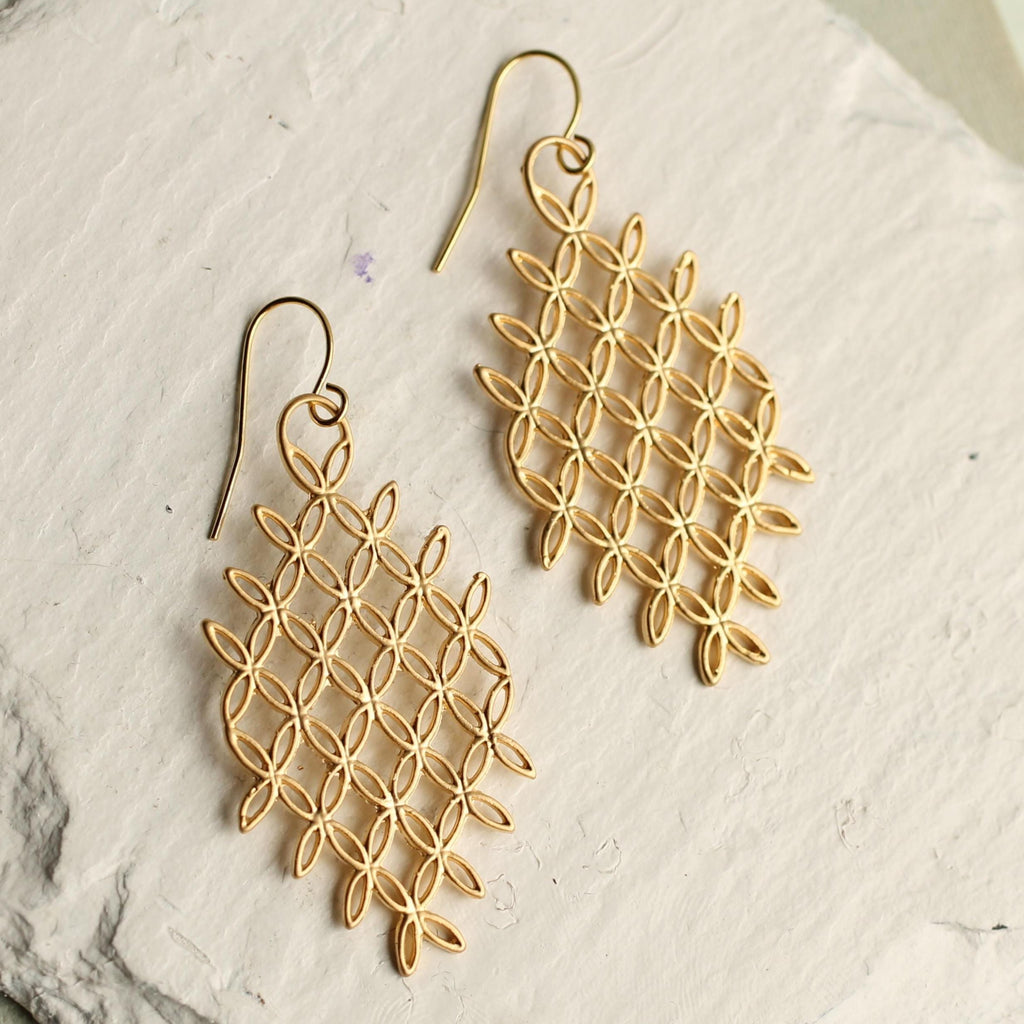 Gold Lace Bohemian Earrings - Earrings