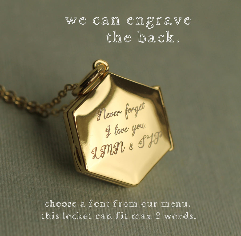 Turquoise Hexagon Locket Necklace - personalised photo locket