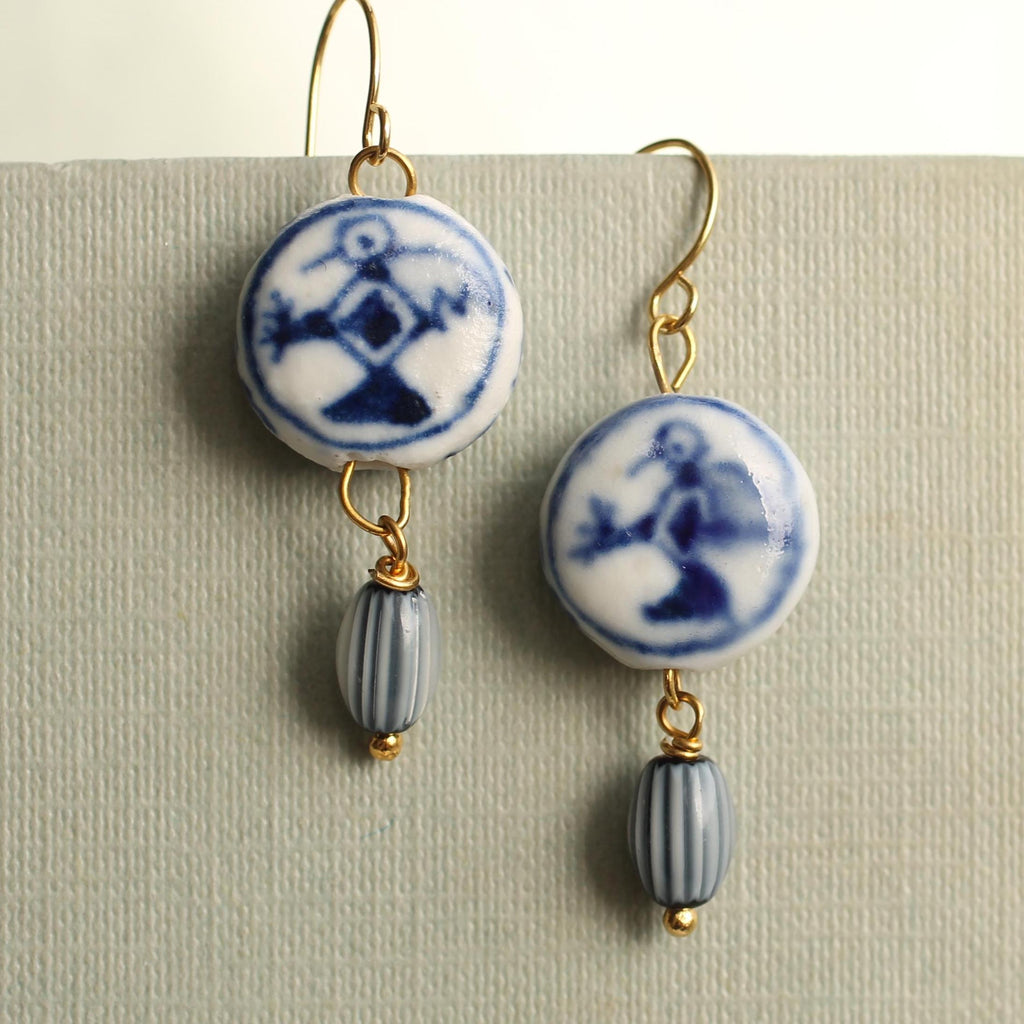 Blue Bird Delft Earrings - Earrings