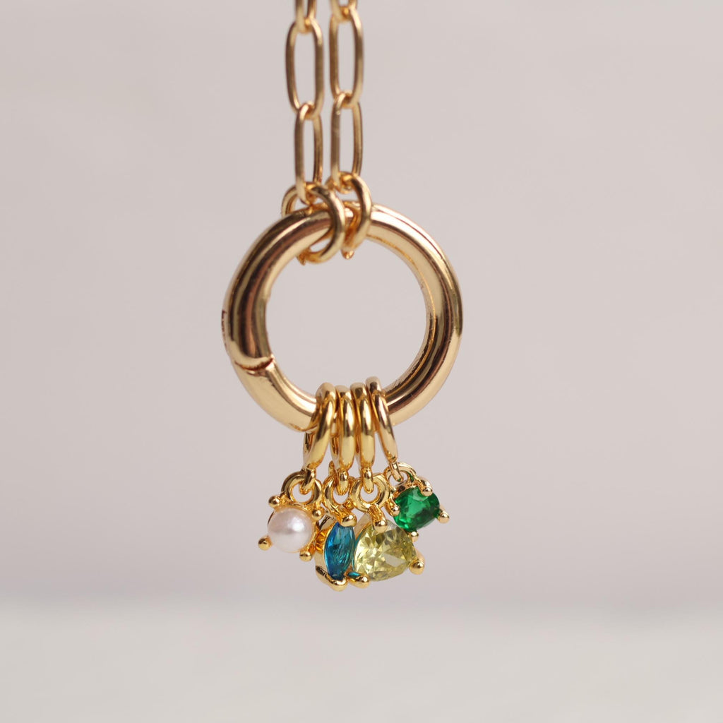 Circle Birth Stone Necklace Pendant - Necklaces
