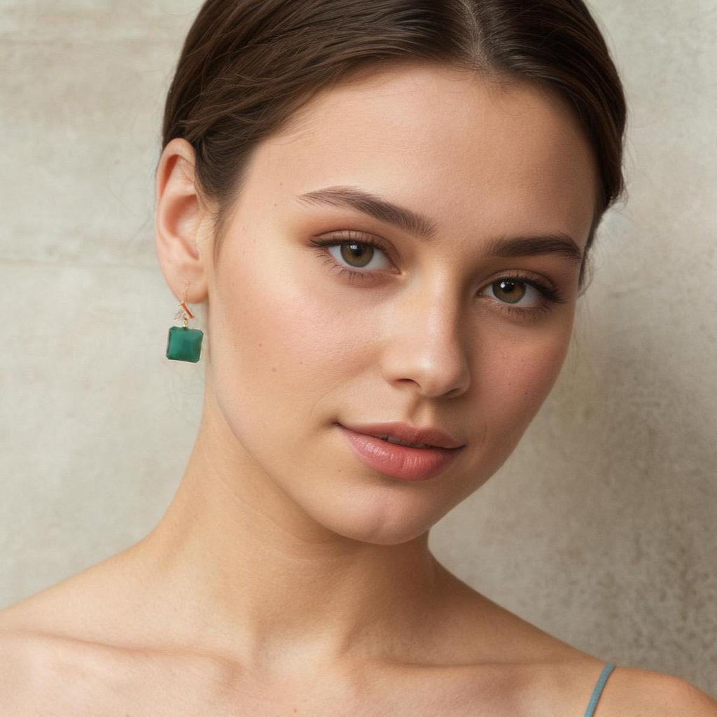Jade Green Vintage Glass Earrings - Earrings