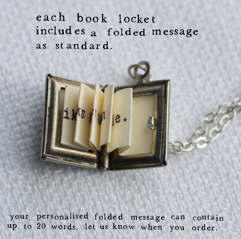 Personalised Silver Book Locket - Necklaces