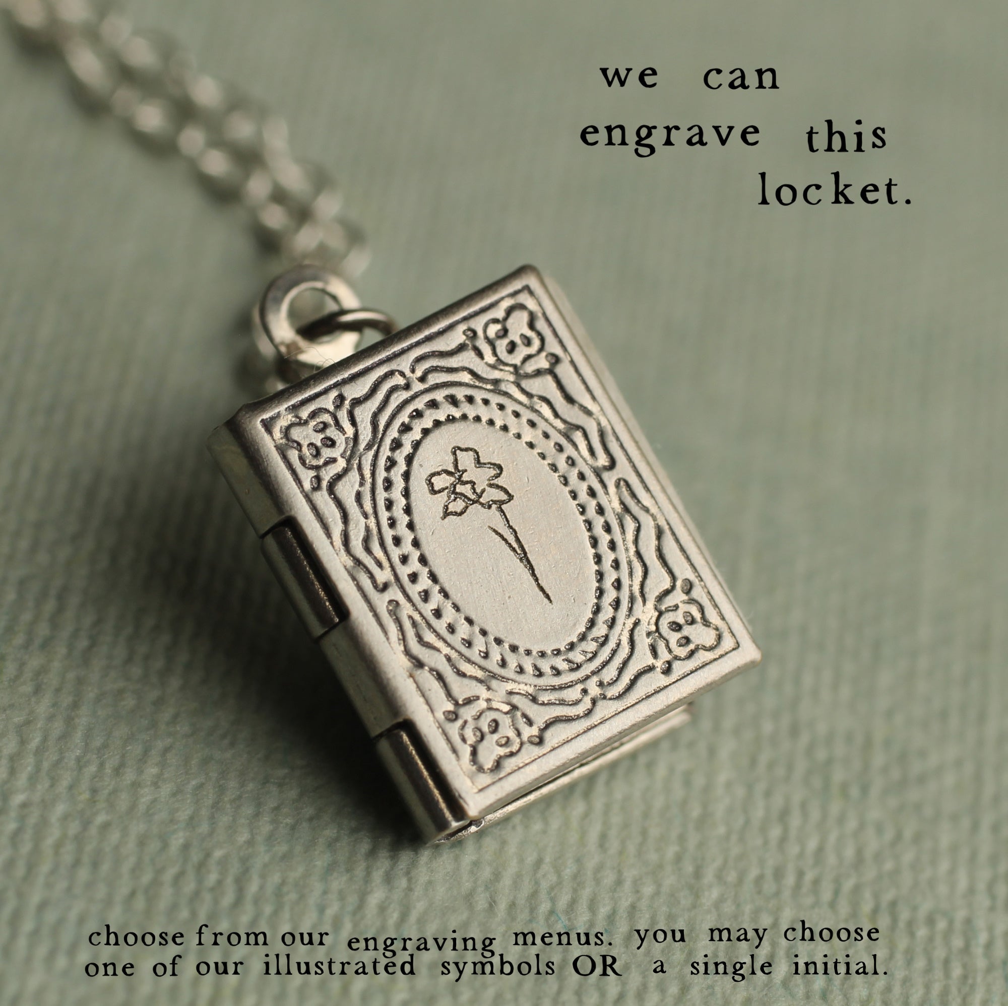 Personalised Silver Book Locket | Hidden Message & Photographs – Silk ...