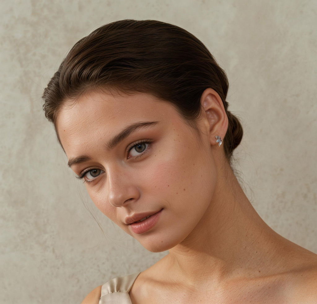 Labradorite Lotus Stud Earrings - Earrings