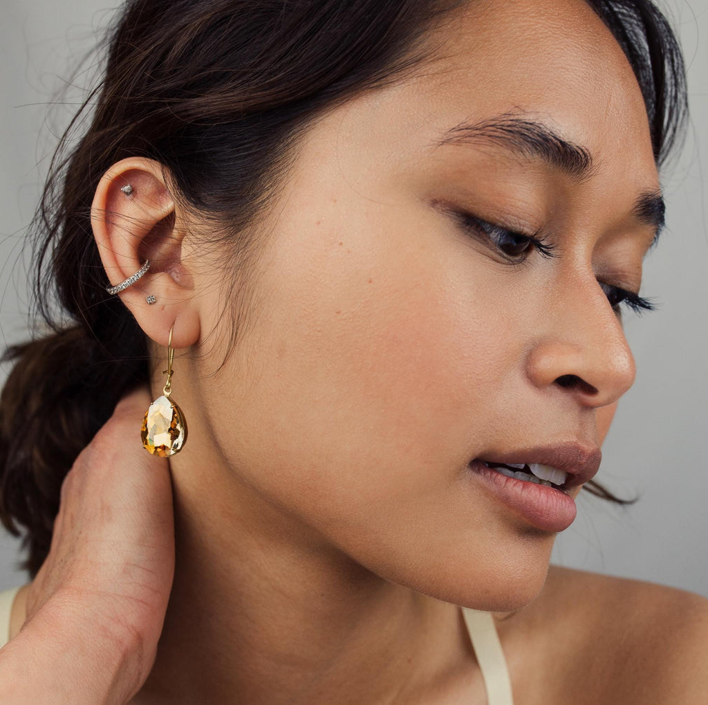 Vintage Champagne Teardrop Earrings - Earrings