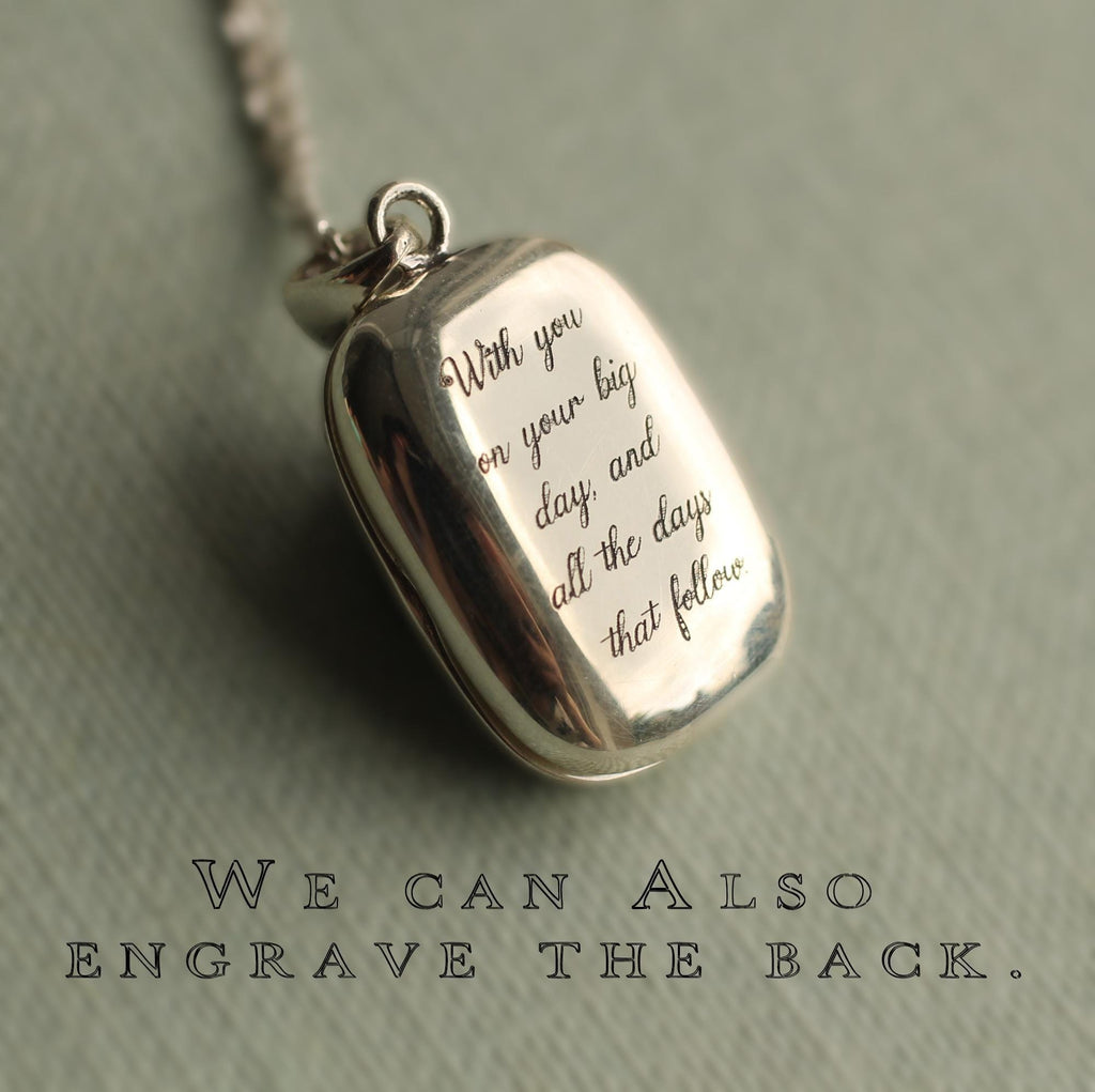 Sterling Silver Rectangle Fleur De Lys Locket - personalised photo locket